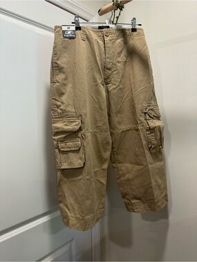First Wave Tan Cotton Cargo Capris